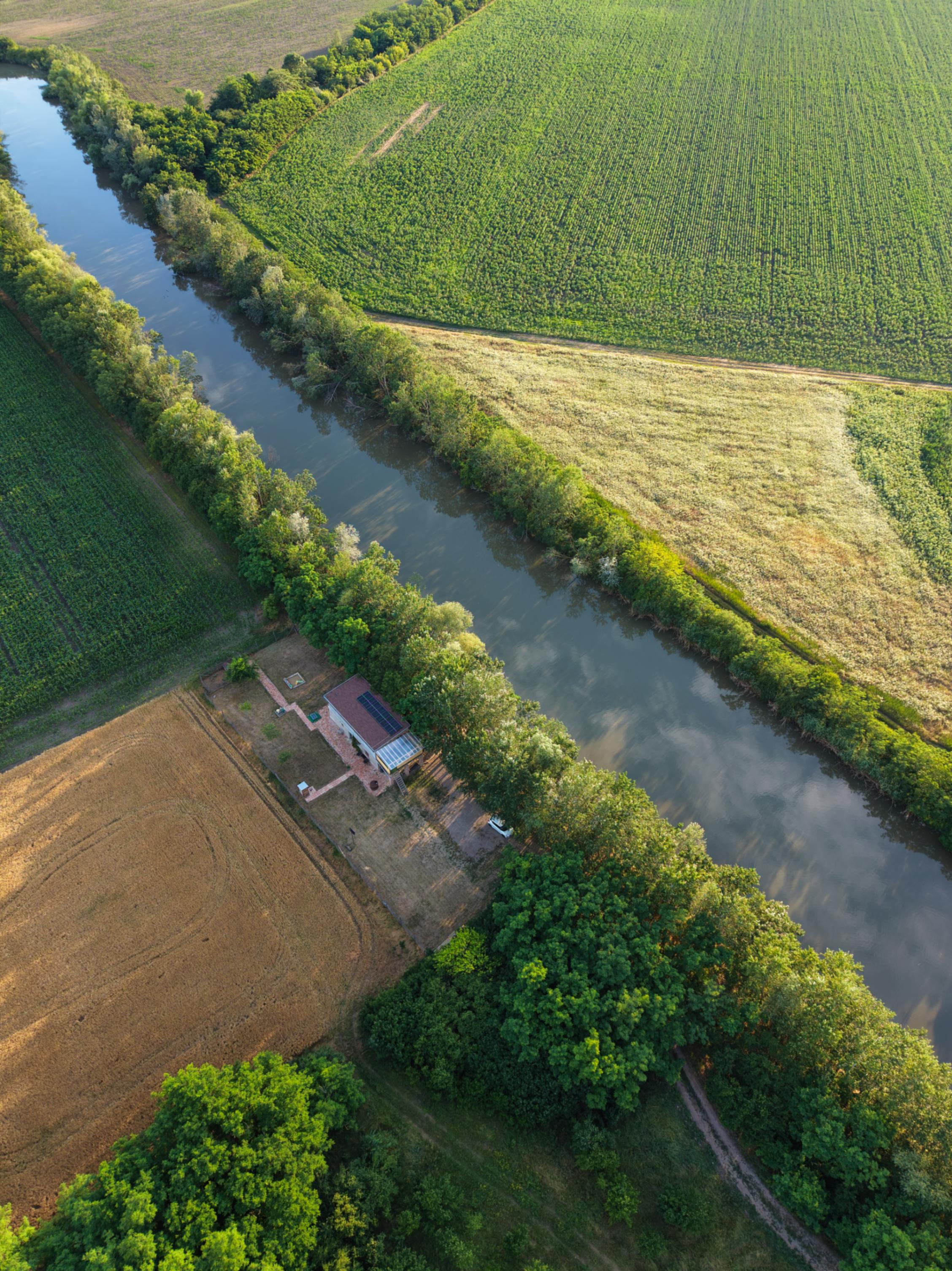 Aerial drone shot of a property
